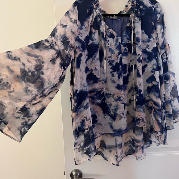Jennifer Lopez Tops - Elegant Blue and Pink Women's Top
